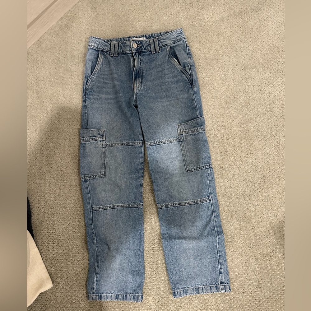 Garage Cargo Wide Leg Straight Baggy High Rise Jeans